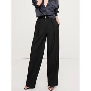 Banana Republic High Rise Wide Leg Tuxedo Pant Black 16